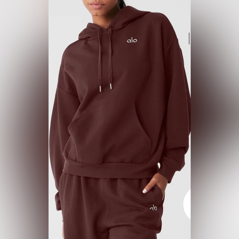 Alo Accolade Sweatpants & Hoodie Set Cherry Cola Large